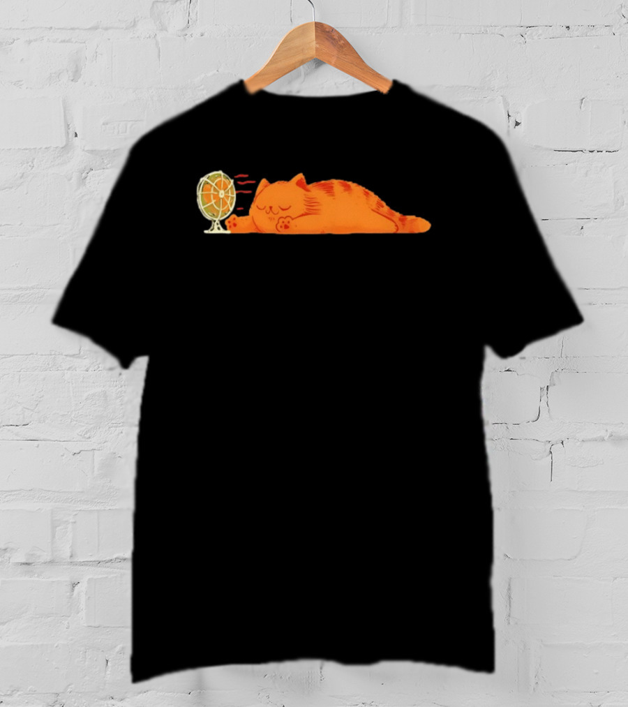 Orange Cat Relaxing In Front Of Fan Cool Breeze T-Shirt