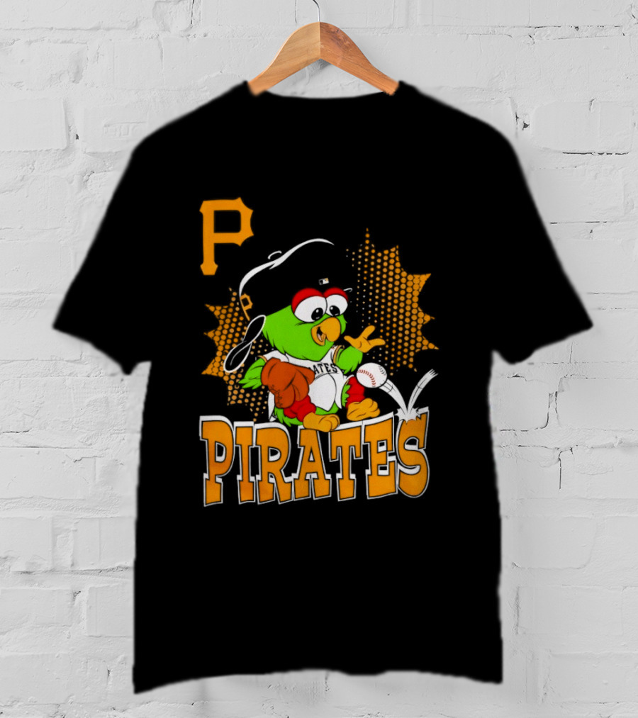P Pittsburgh Pirates MLB Team Parrot Baseball T-Shirt