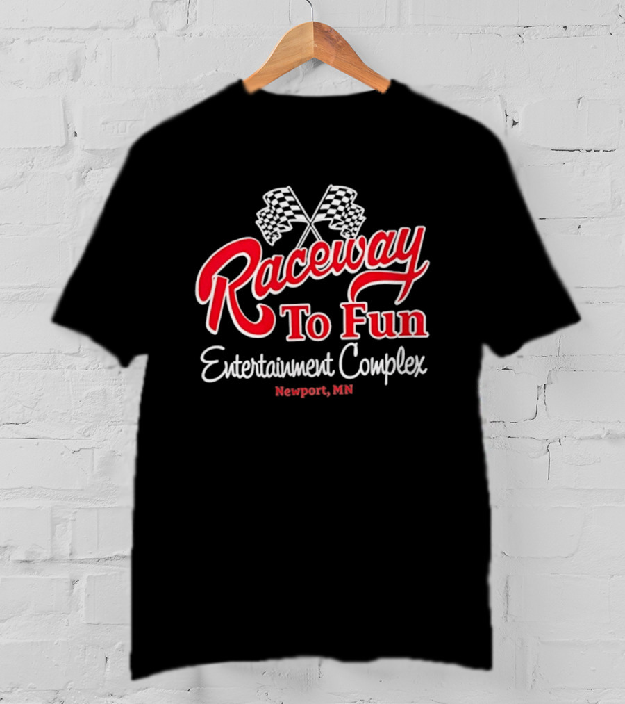 Raceway To Fun Entertainment Complex Newport MN Racing Flags T-Shirt