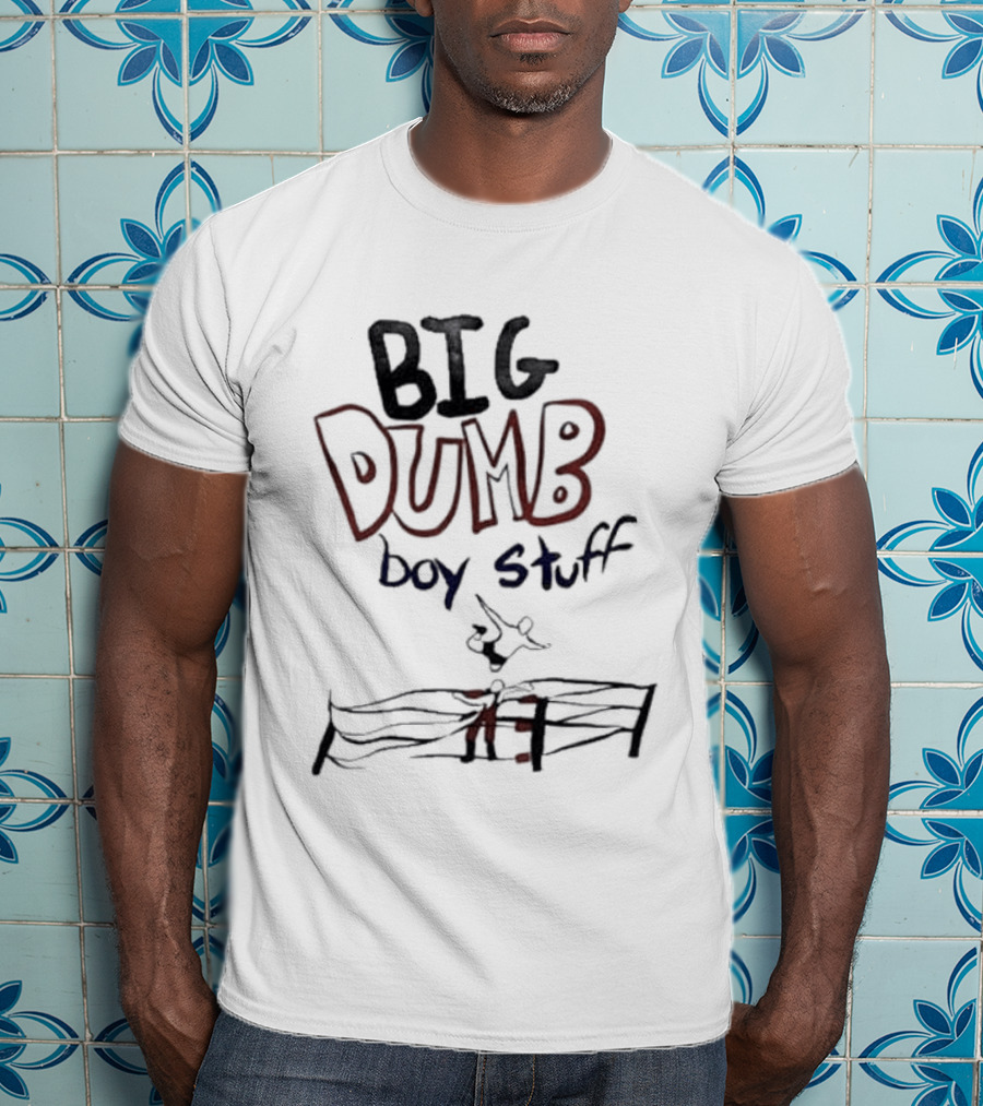 Big Dumb Boy Stuff Kid Drawing Style With Fence Sketch T-Shirt