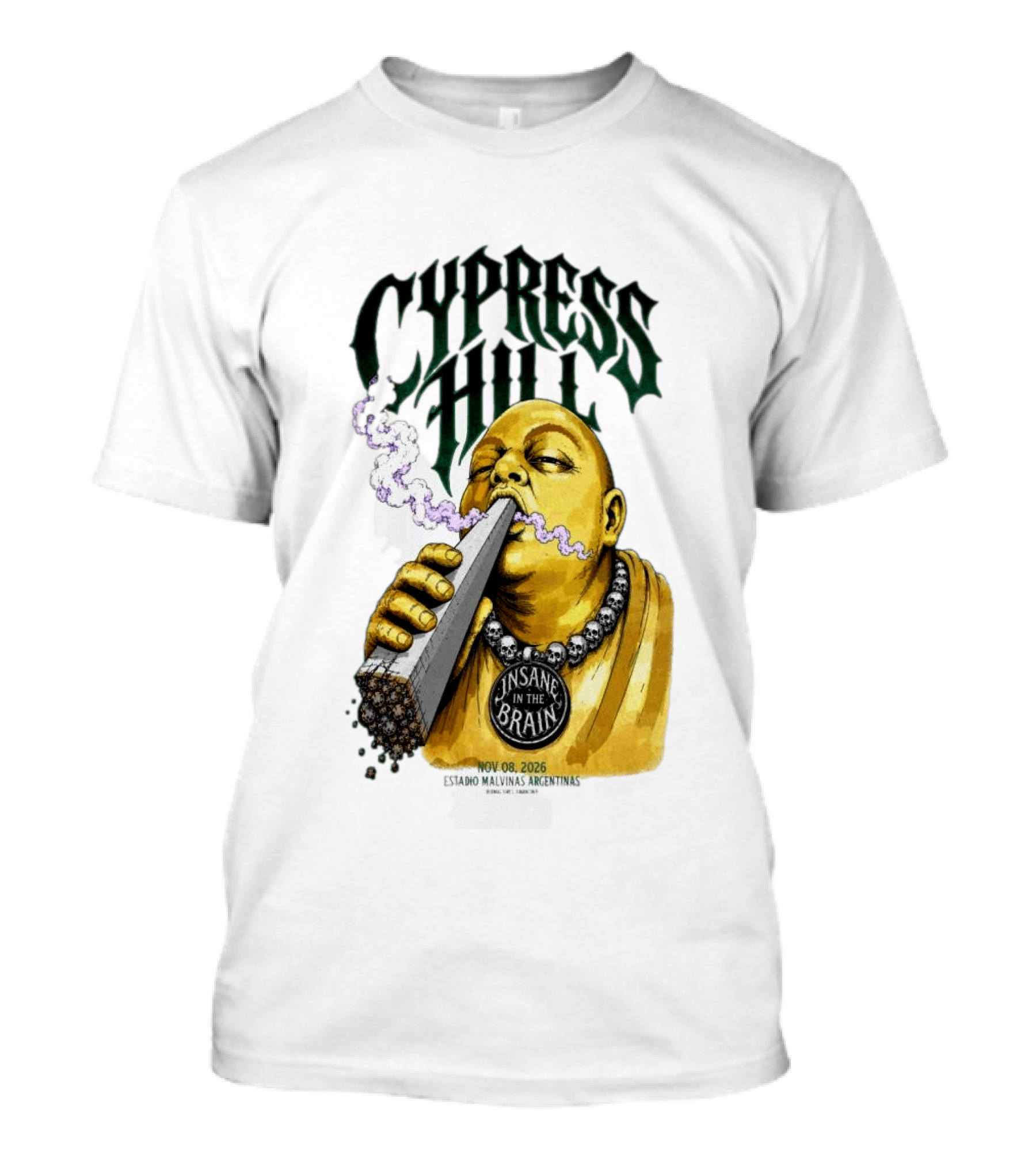 Cypress Hill Insane In The Brain Concert Buenos Aires Stadium Malvinas Argentinas Nov 08 2026 T-Shirt