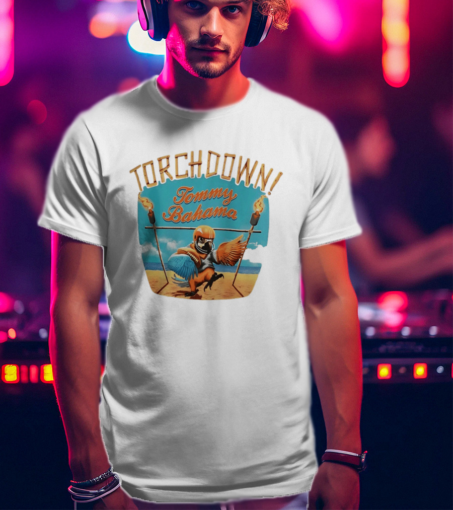 TORCHDOWN Tommy Bahama Parrot Beach Football T-Shirt
