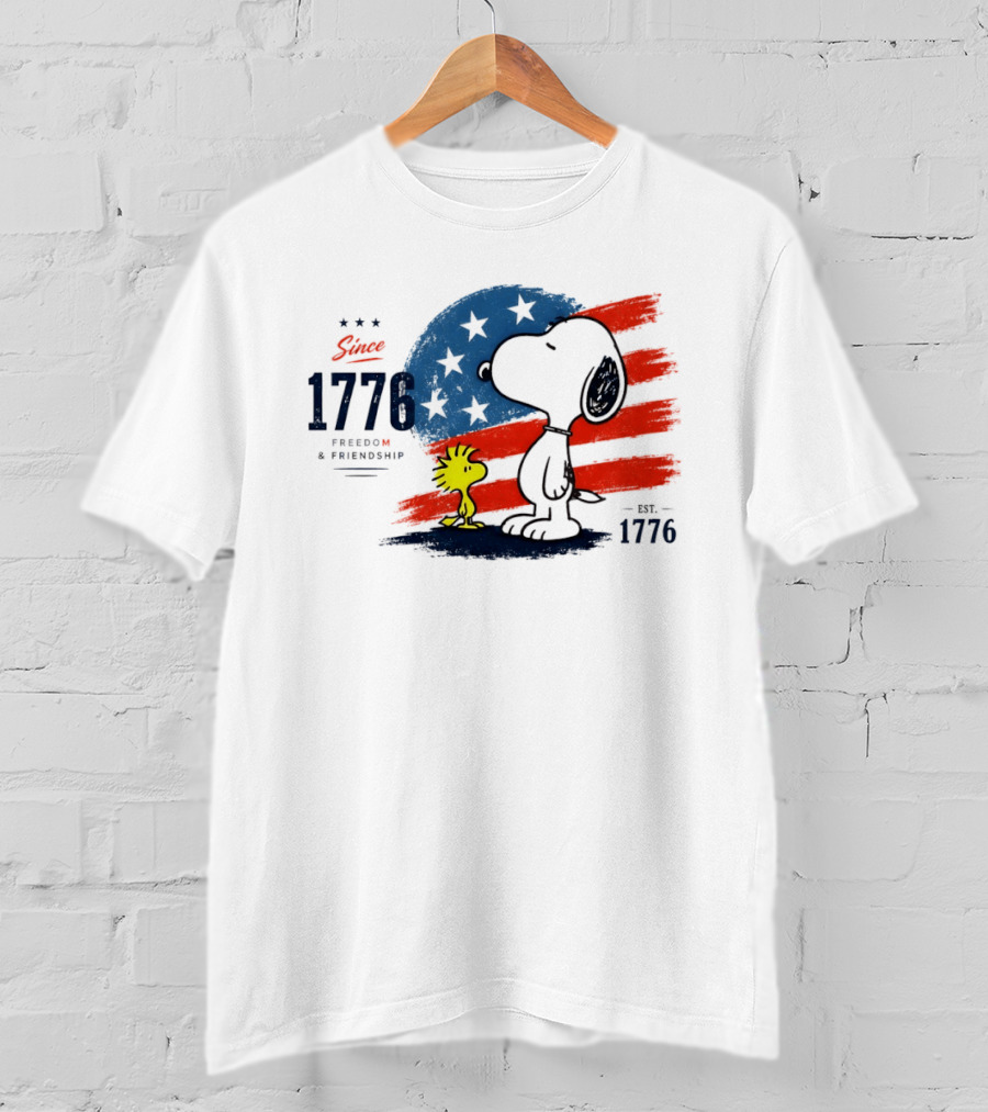 Snoopy Woodstock American Flag Freedom Friendship Since 1776 T-Shirt