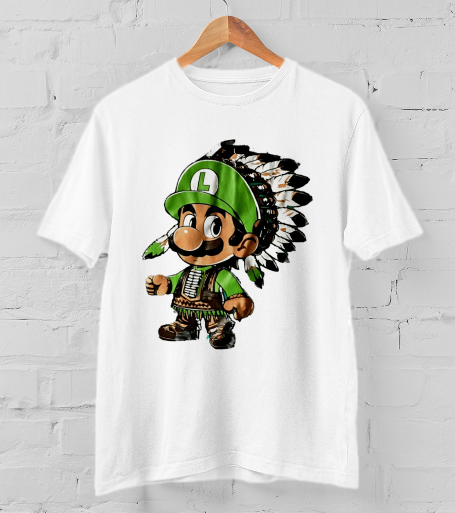 Luigi Green Hat Native American Headdress T-Shirt