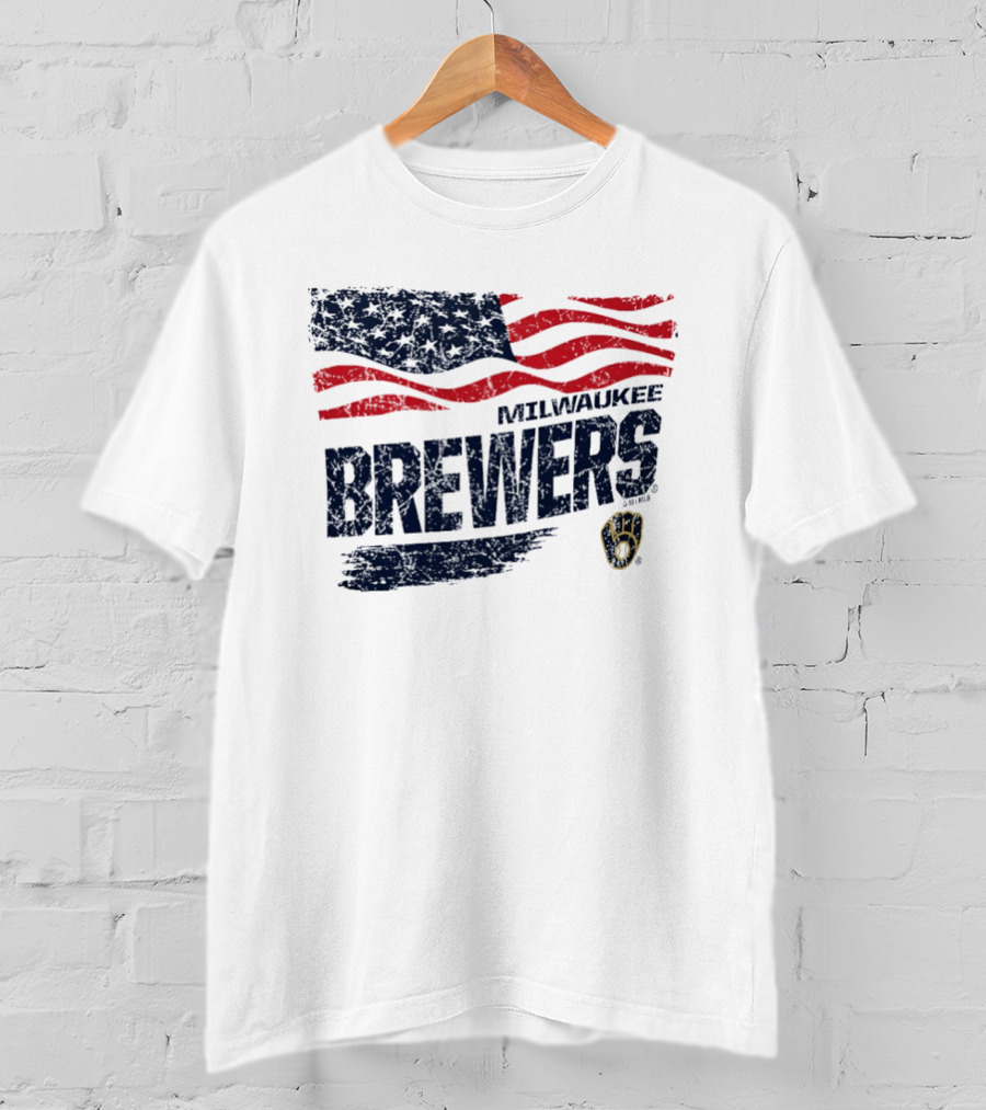 Milwaukee Brewers 4th Of July American Flag Celebration T-Shirt