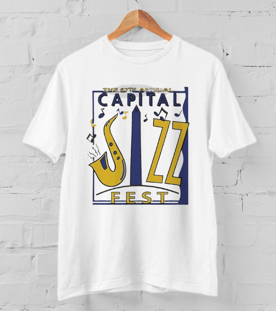 67th Annual Capital Jazz Fest Washington DC Saxophone Music Notes Monuments T-Shirt