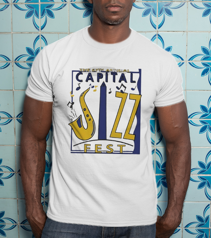 67th Annual Capital Jazz Fest Washington DC Saxophone Music Notes Monuments T-Shirt