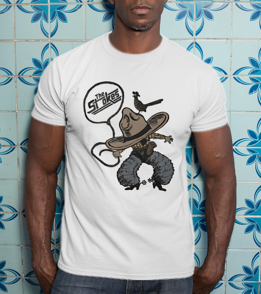 The Strokes Cowboy Hat Bird Lasso Denim Holster Brown Boots T-Shirt