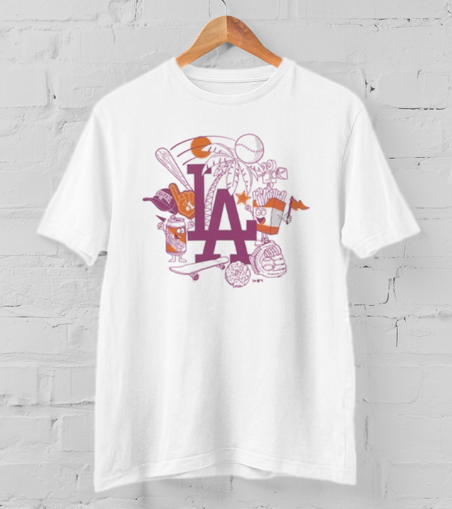 Neweracap Los Angeles Dodgers MLB Foam Finger Baseball Bat Palm Trees T-Shirt