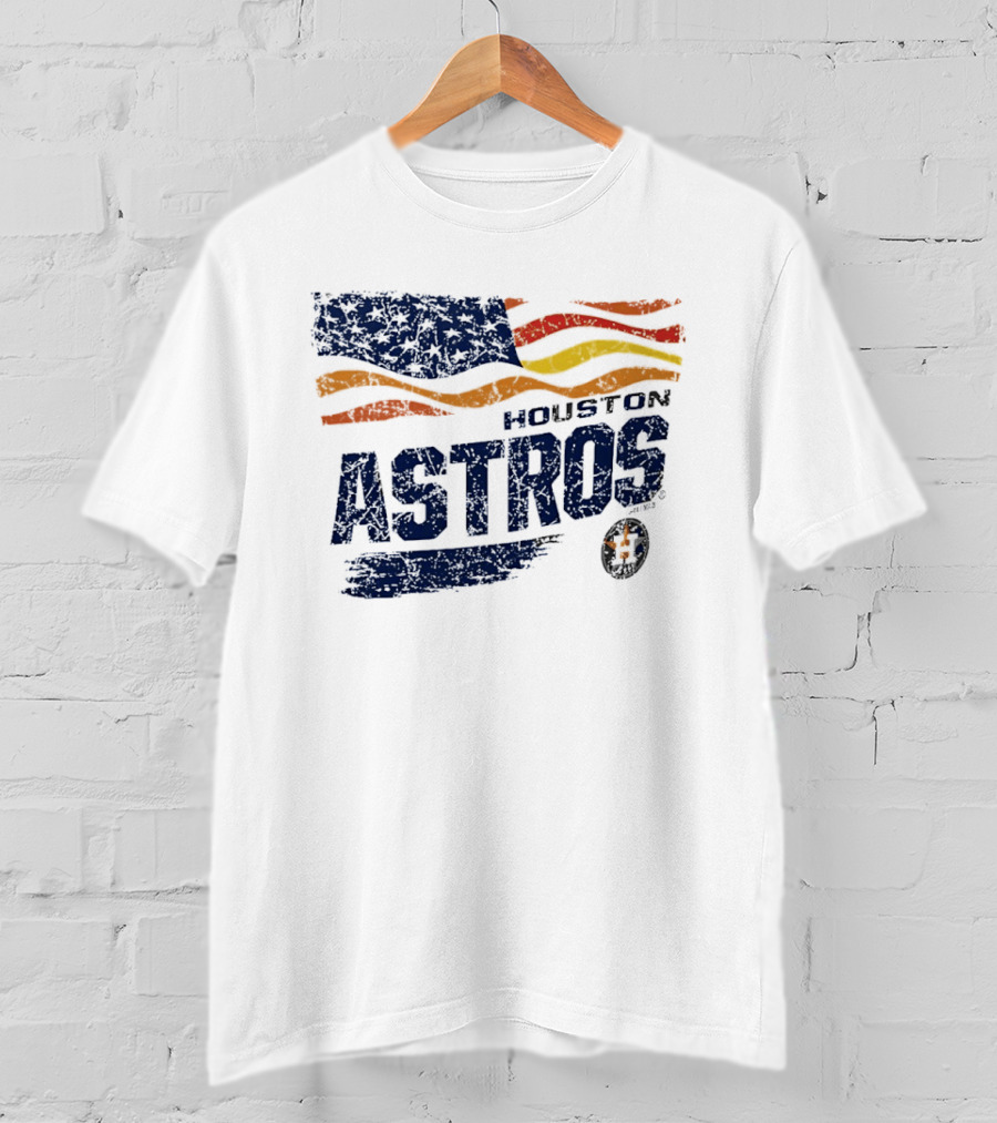 Houston Astros 4th Of July Waving American Flag Anniversary Celebration T-Shirt