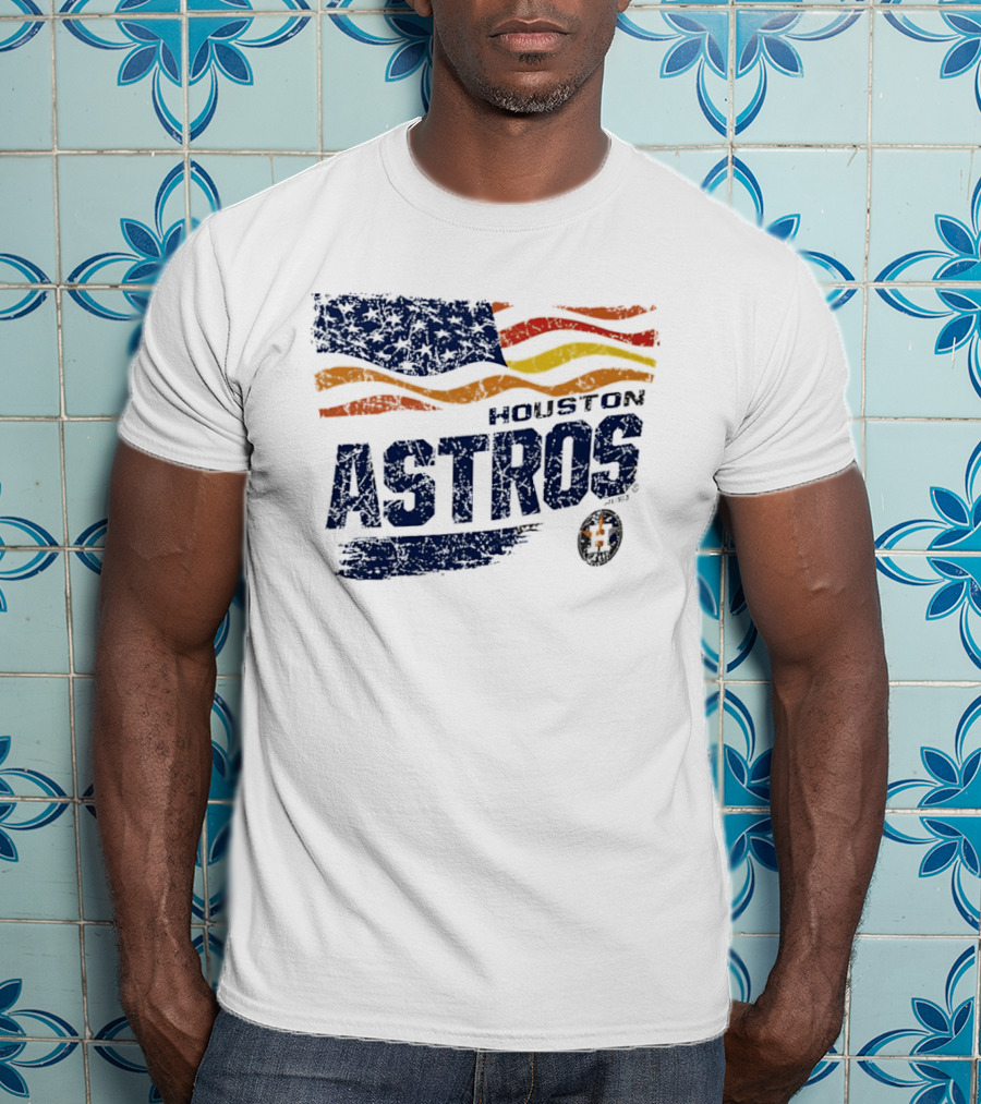 Houston Astros 4th Of July Waving American Flag Anniversary Celebration T-Shirt