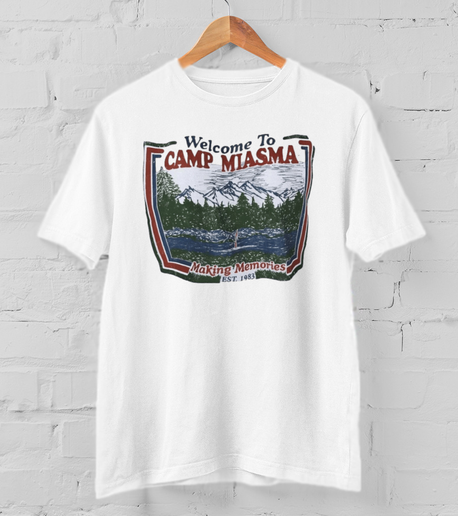 Welcome To Camp Miasma Making Memories Est 1983 Vintage Nature Scene T-Shirt