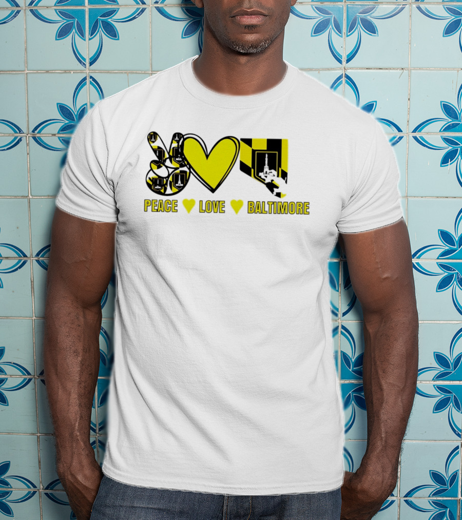 Peace Love Baltimore Maryland Flag Charm City T-Shirt
