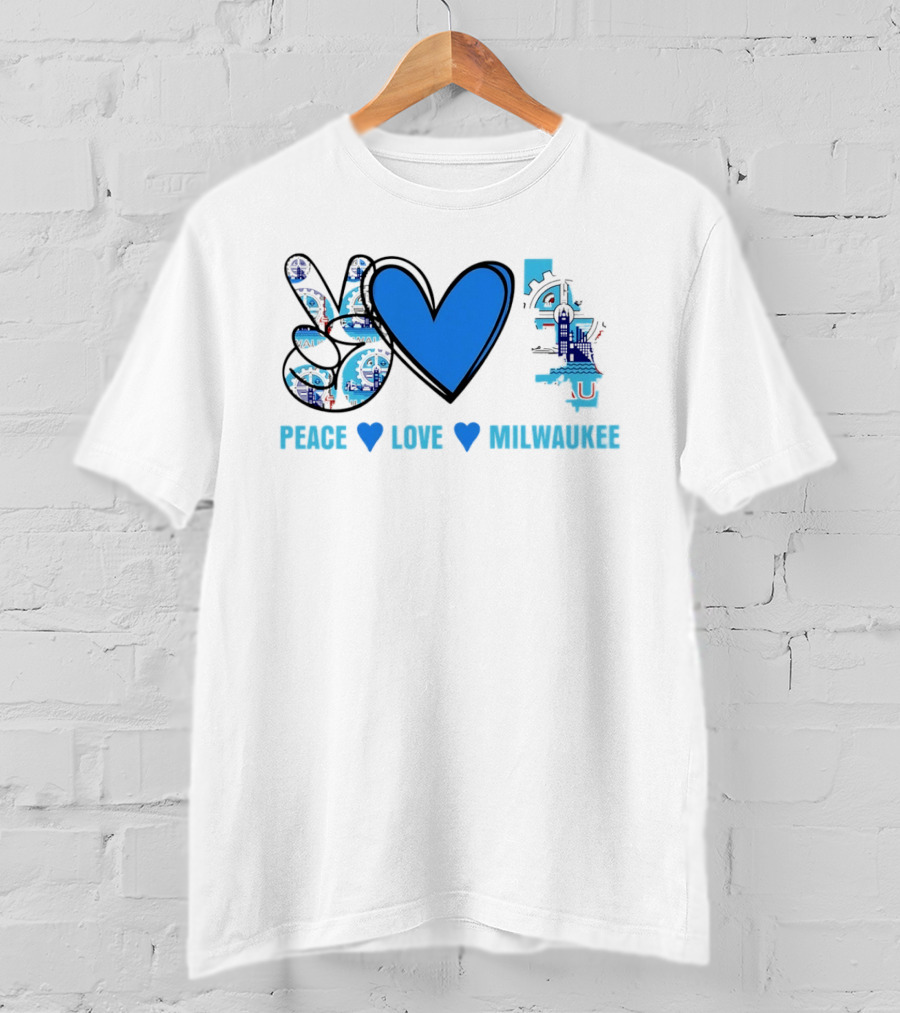 Peace Love Milwaukee Wisconsin City Pride Travel T-Shirt