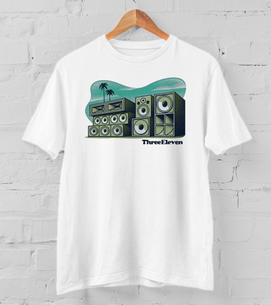 Three Eleven Soundsystem Beach Palm Trees Speaker Stacks T-Shirt