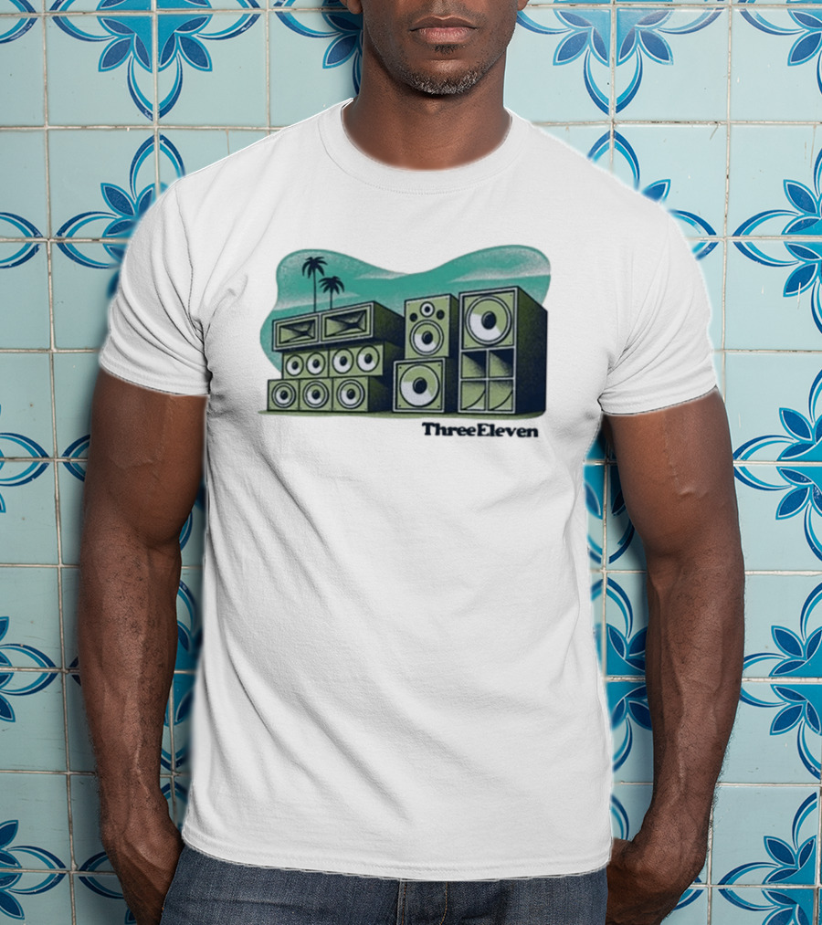 Three Eleven Soundsystem Beach Palm Trees Speaker Stacks T-Shirt