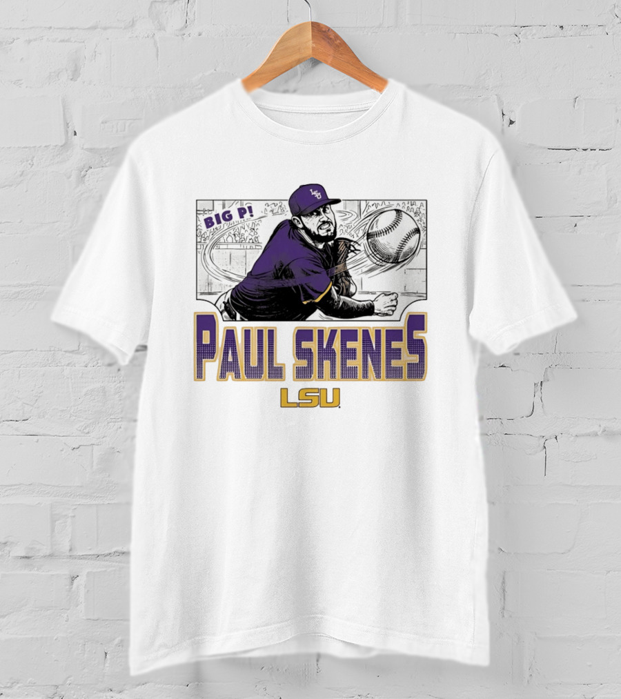 LSU Tigers Paul Skenes Big P Baseball Comic T-Shirt