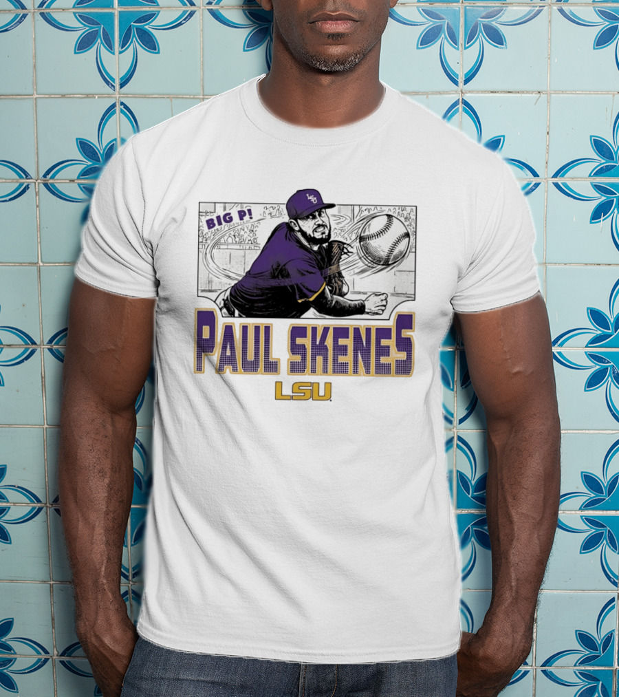 LSU Tigers Paul Skenes Big P Baseball Comic T-Shirt