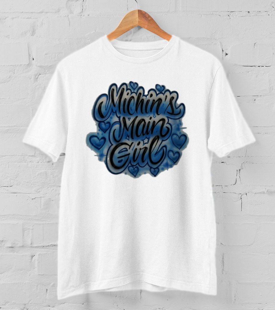 Michin's Main Girl Blue Hearts Airbrush T-Shirt