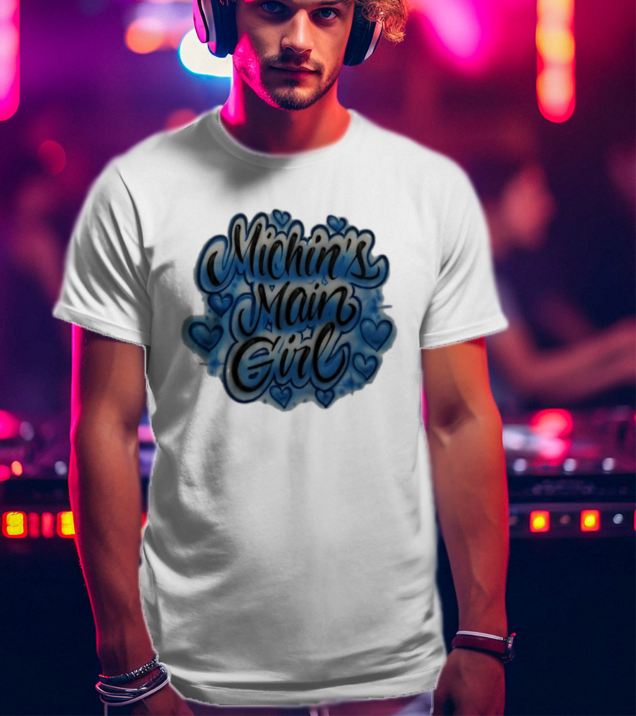 Michin's Main Girl Blue Hearts Airbrush T-Shirt