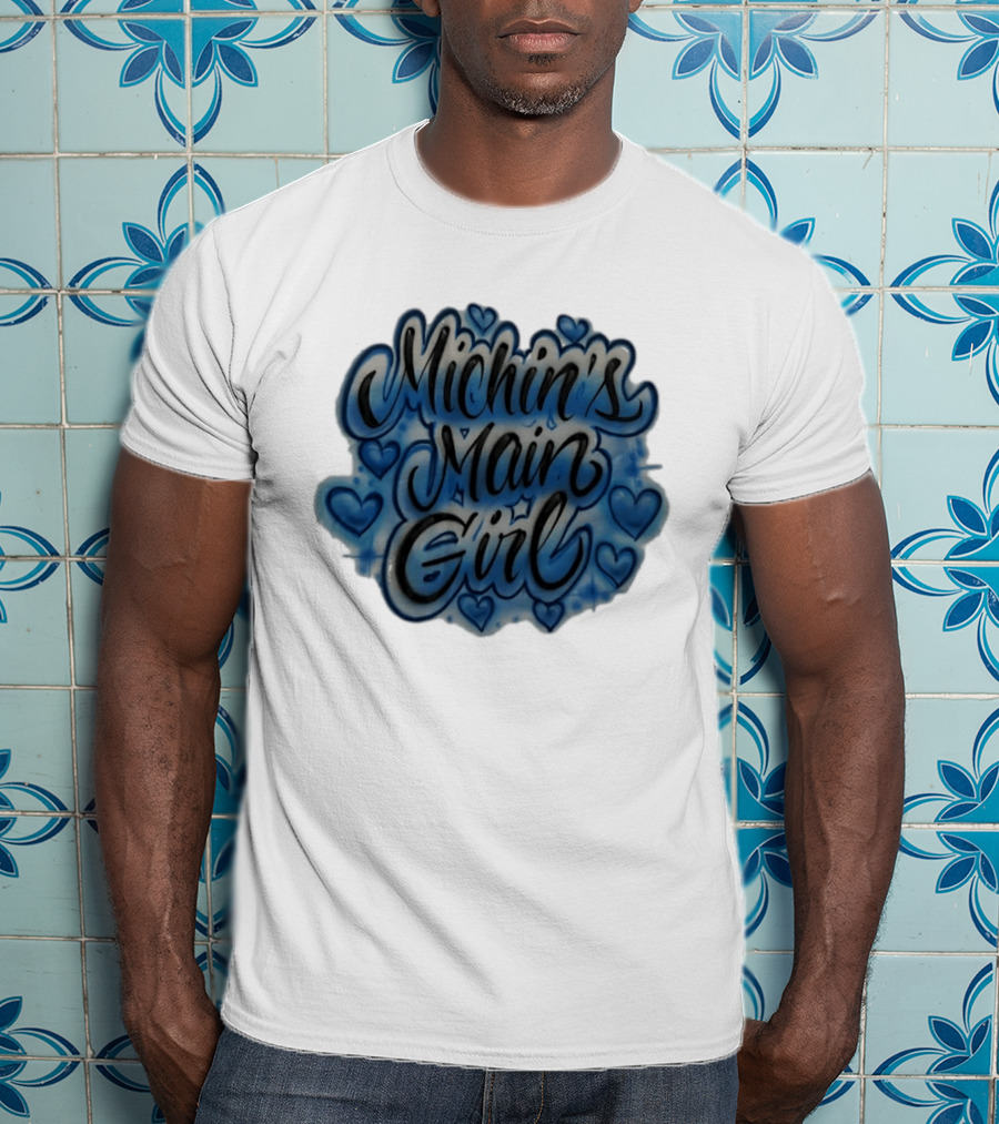Michin's Main Girl Blue Hearts Airbrush T-Shirt