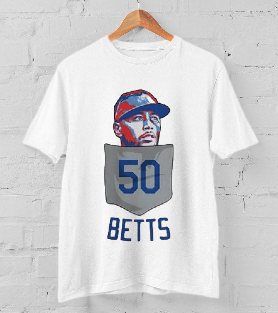 Mookie Betts 50 Los Angeles Dodgers Baseball MLB Pocket T-Shirt