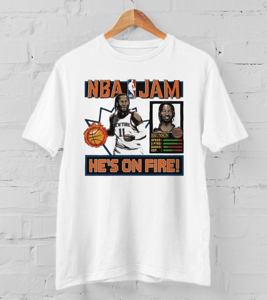 NBA Jam Jalen Brunson New York Knicks He's On Fire T-Shirt