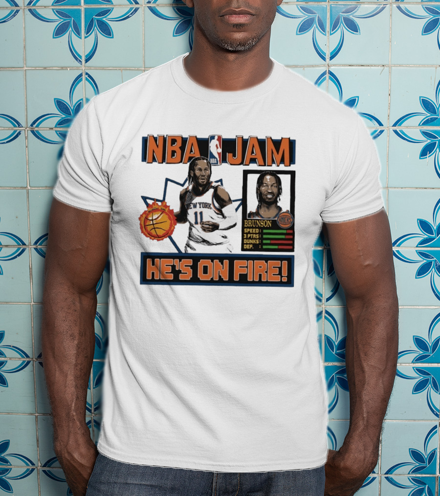 NBA Jam Jalen Brunson New York Knicks He's On Fire T-Shirt