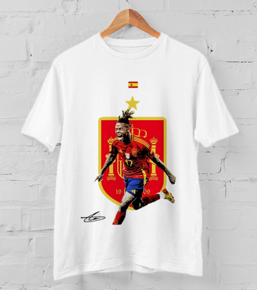 Nico Williams España Número 19 Escudo De La Selección Española Flag T-Shirt
