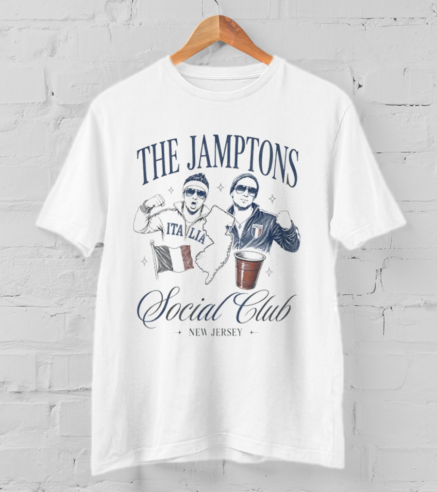 The Jamptons Social Club New Jersey Italian American Flag And Red Cup T-Shirt