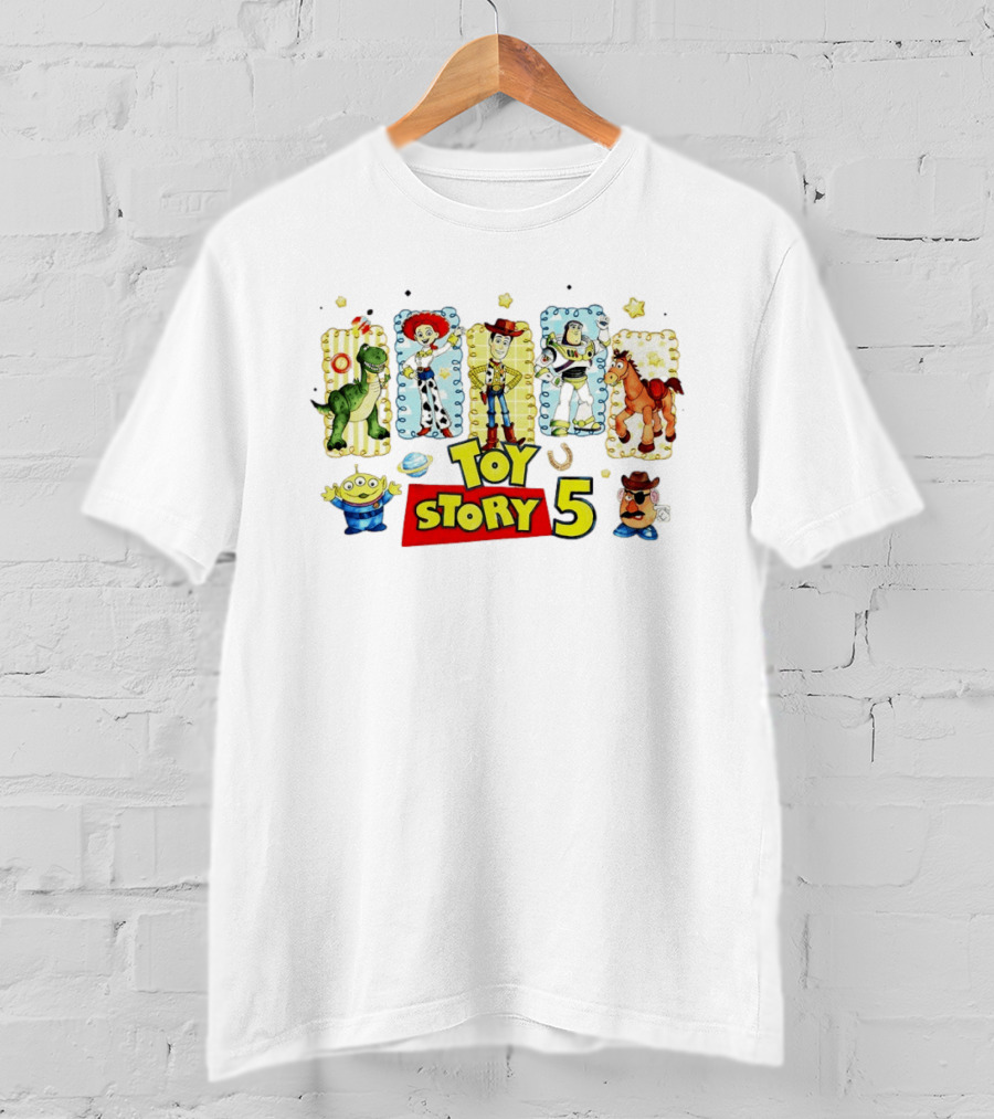 Toy Story 5 Movie Characters Woody Buzz Jesse Rex Bullseye Mr Potato Head T-Shirt