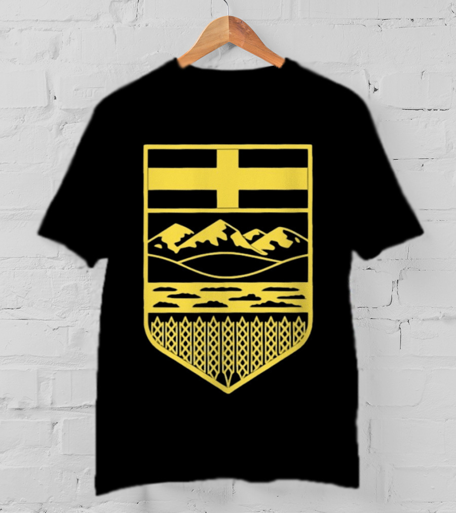 Alberta Stands Free Canada Provincial Emblem Mountains Crest T-Shirt
