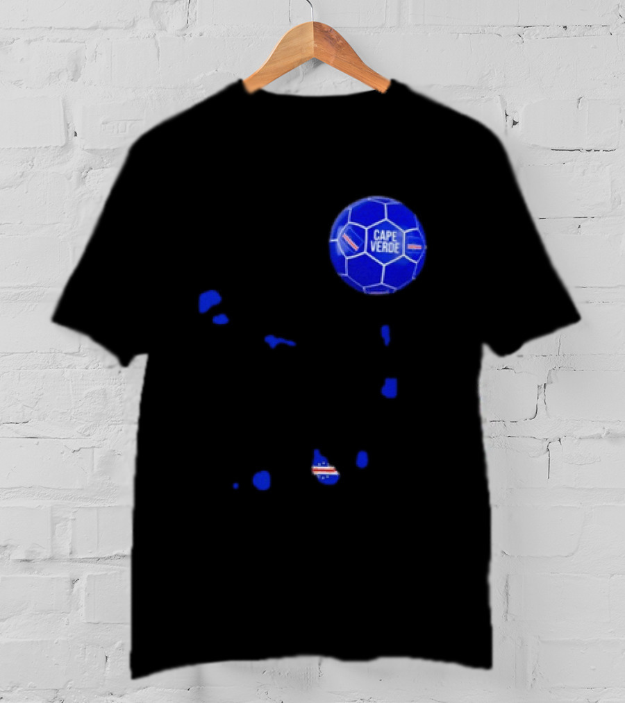 Cape Verde Soccer Pride Blue Football Map T-Shirt