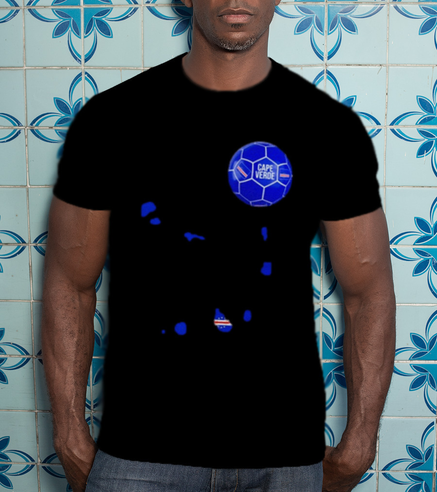Cape Verde Soccer Pride Blue Football Map T-Shirt