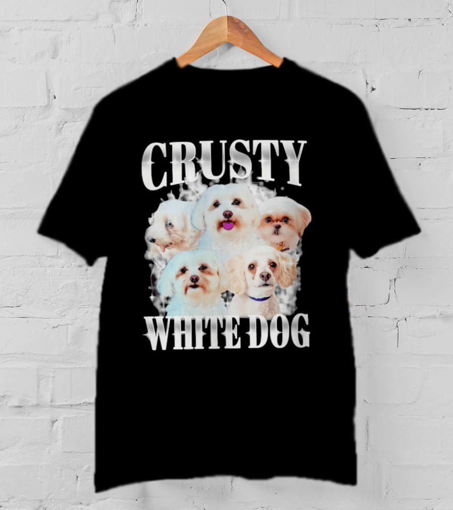 Crusty White Dog Collage 90s Bootleg Vintage Style Nostalgia T-Shirt