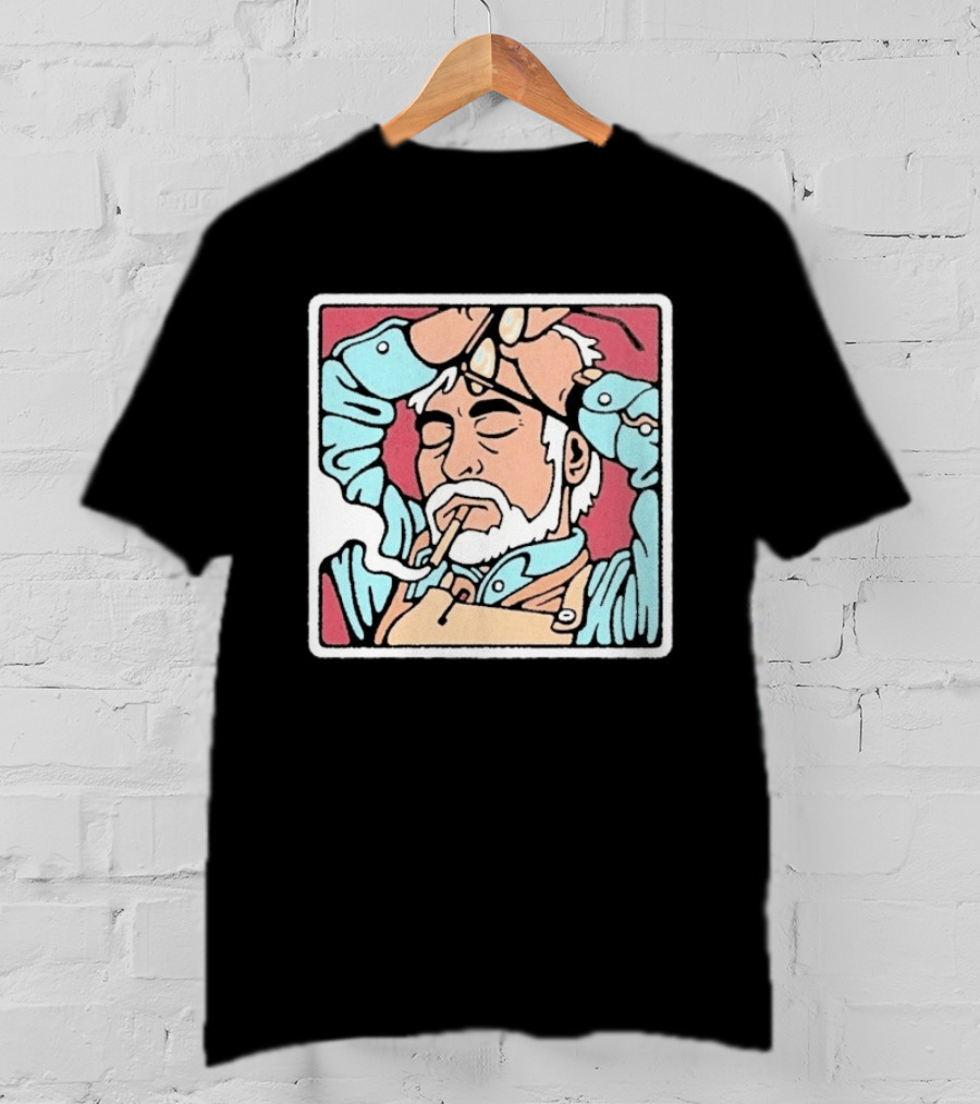 Drew Wise Tired Relaxed Bearded Figure With Pipe And Eyeglasses Japanese Ukiyo E T-Shirt