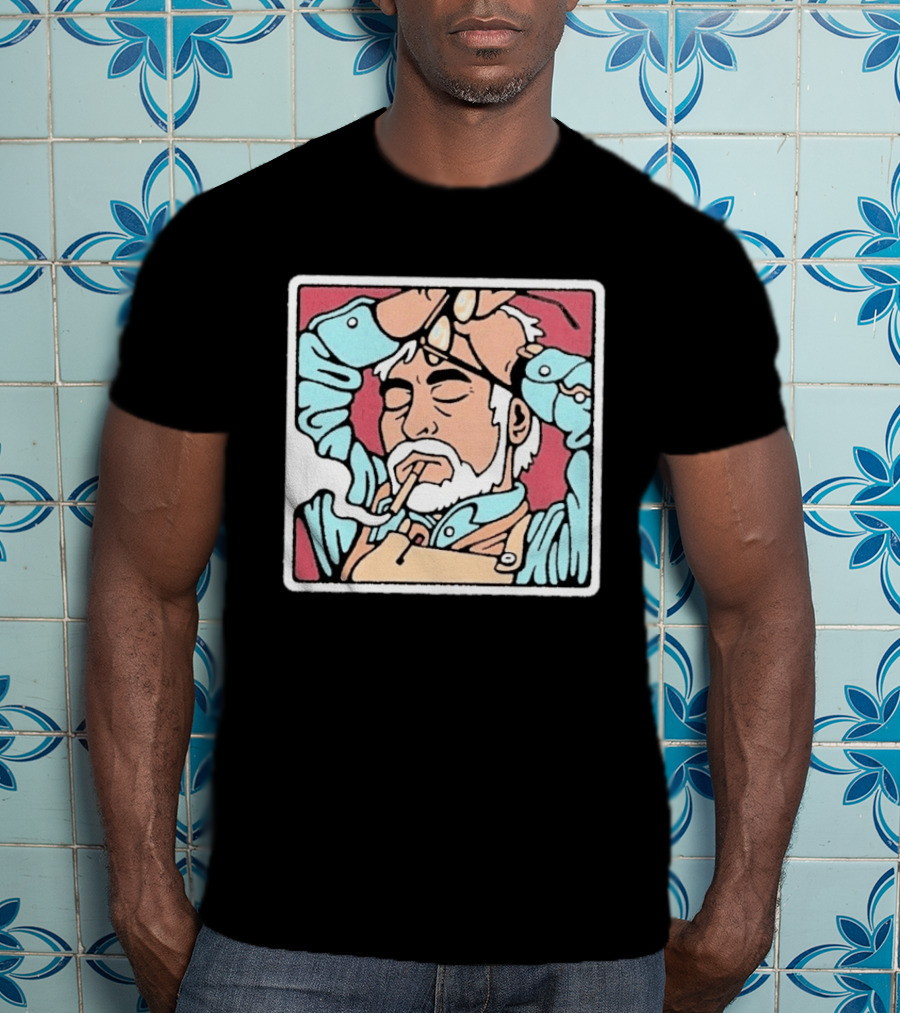 Drew Wise Tired Relaxed Bearded Figure With Pipe And Eyeglasses Japanese Ukiyo E T-Shirt