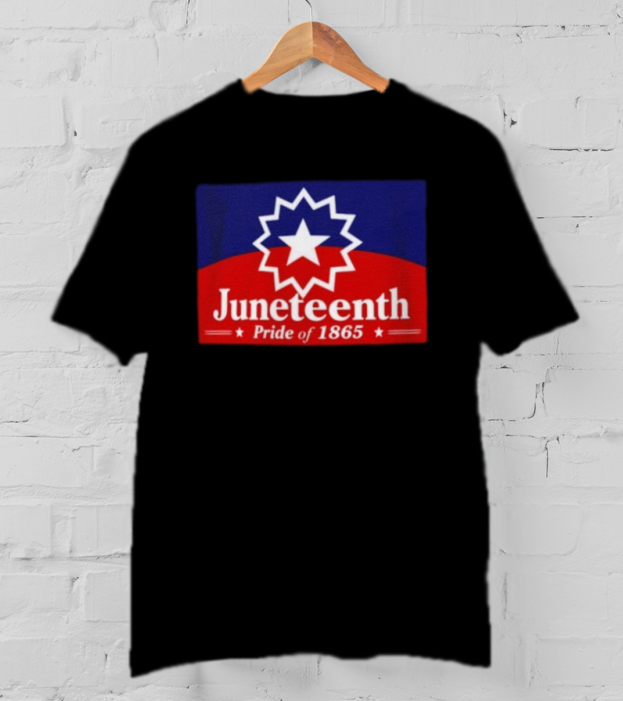Juneteenth Pride Of 1865 Starburst Symbol On Red And Blue T-Shirt
