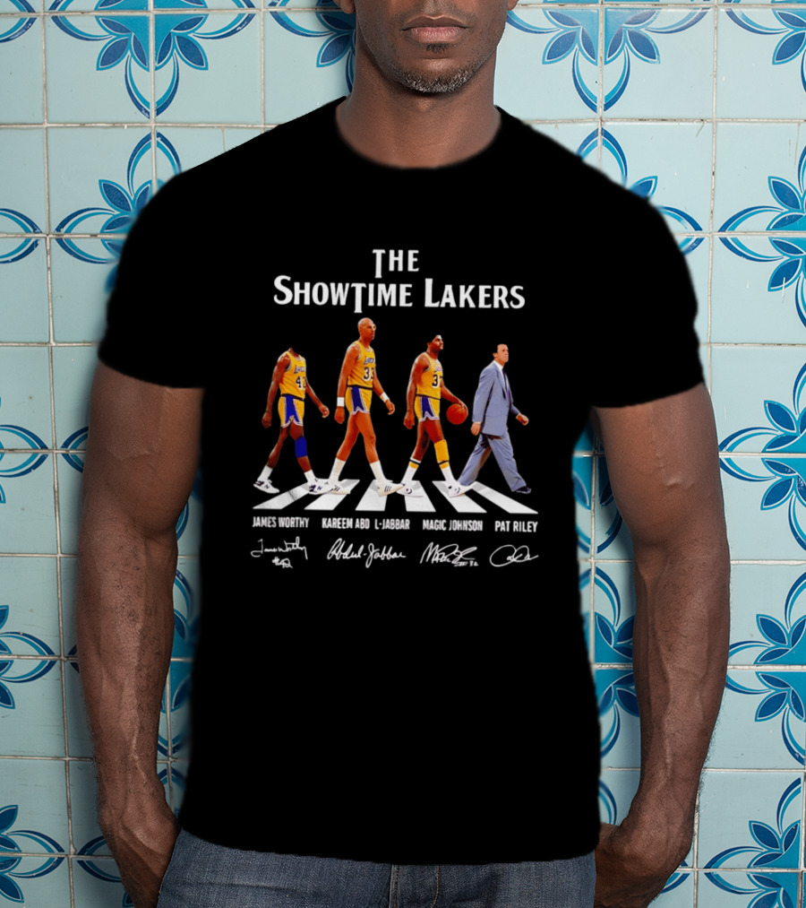 The Showtime Lakers James Worthy Kareem Abdul Jabbar Magic Johnson Pat Riley Abbey Road T-Shirt