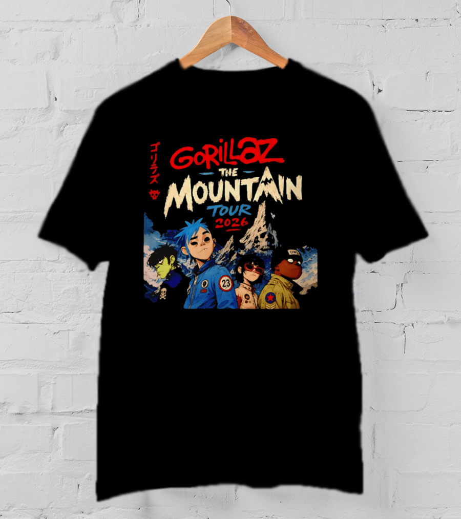 Gorillaz The Mountain Tour 2026 Damon Albarn Animation Characters T-Shirt