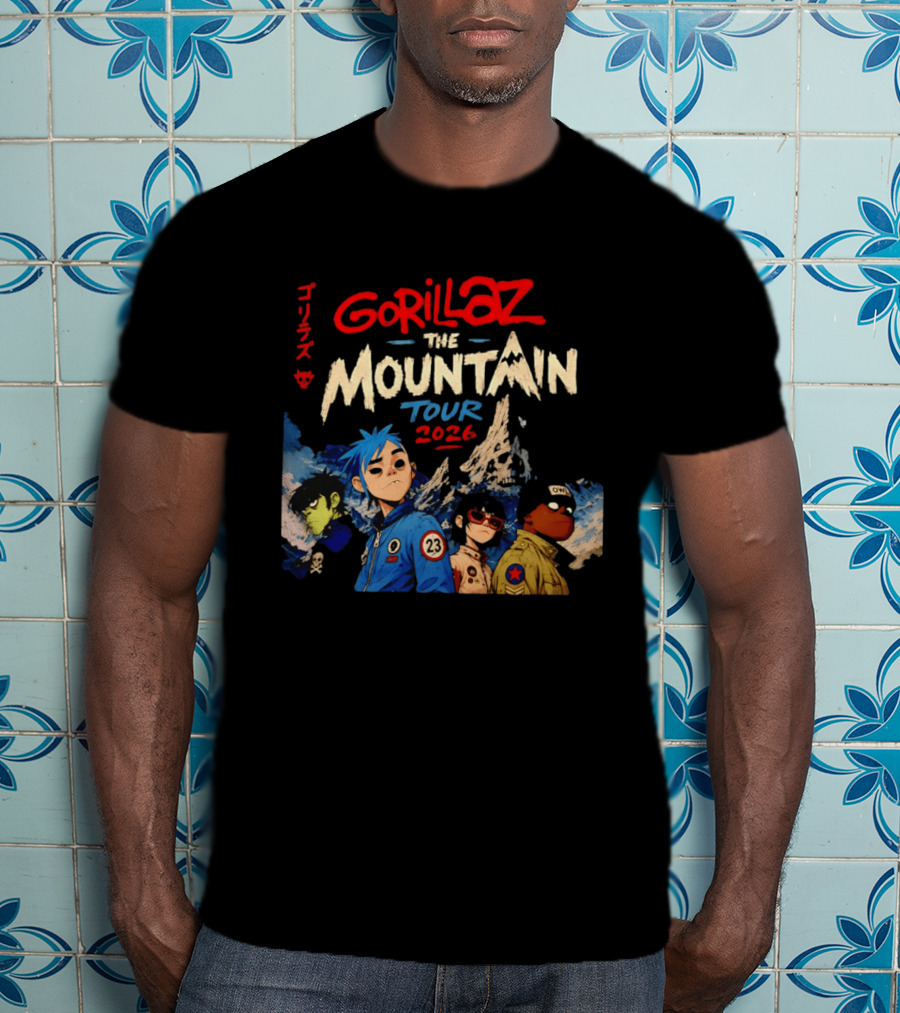 Gorillaz The Mountain Tour 2026 Damon Albarn Animation Characters T-Shirt