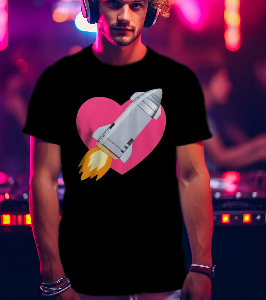 Merger Rocket Heart Space Love Launch T-Shirt