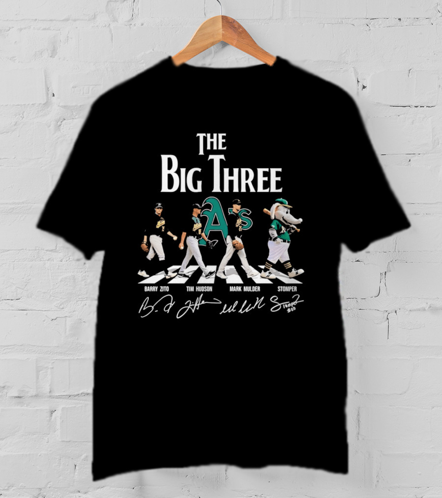 Oakland Athletics The Big Three Barry Zito Tim Hudson Mark Mulder Stomper Abbey Road T-Shirt