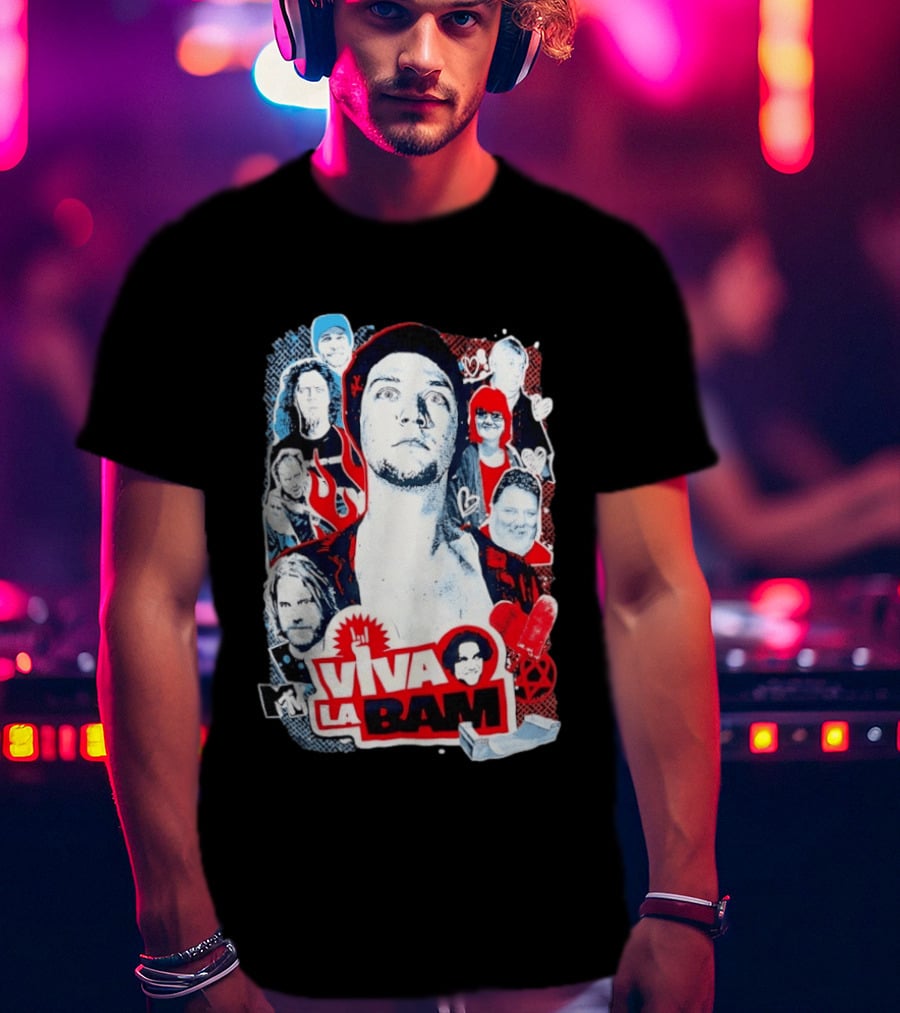Viva La Bam MTV Jackass Cast Collage Reality TV Series T-Shirt