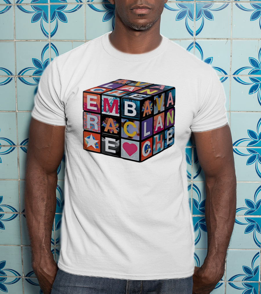 Avalanche Embrace Rubiks Cube Heart Star Colorful Letters T-Shirt