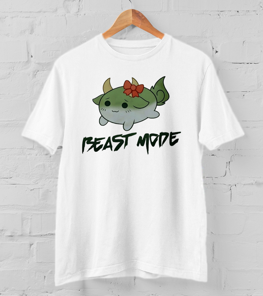 Beast Mode Cute Mythical Creature With Red Bow T-Shirt