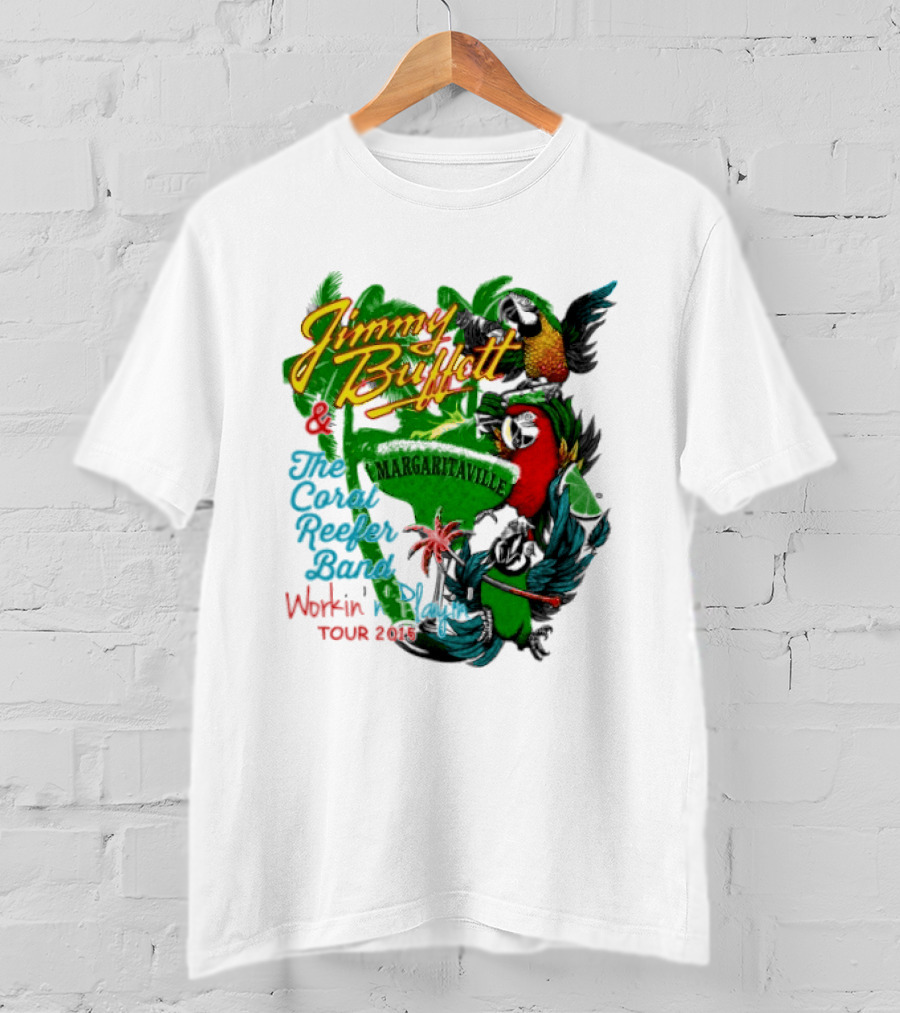 Jimmy Buffett Margaritaville Workin' And Playin' Tour 2015 Coral Reefer Band T-Shirt