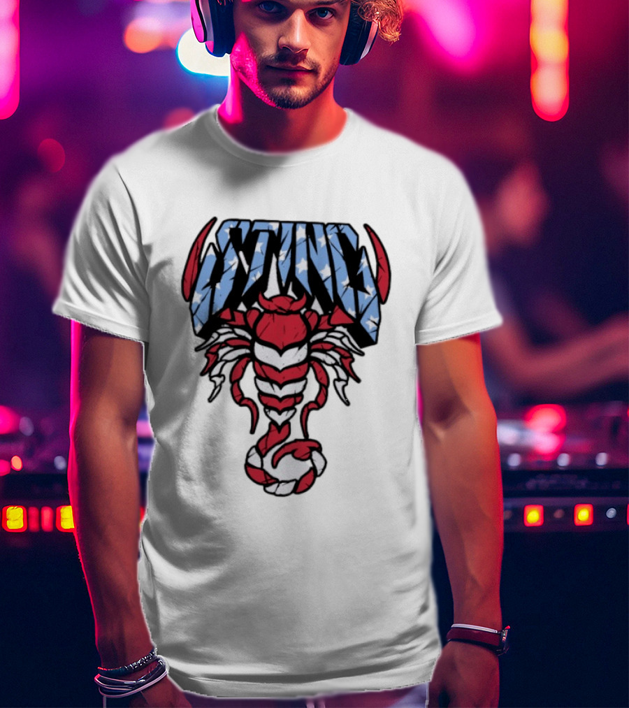 Sting 4th Of July American Flag Scorpion Polyester T-Shirt