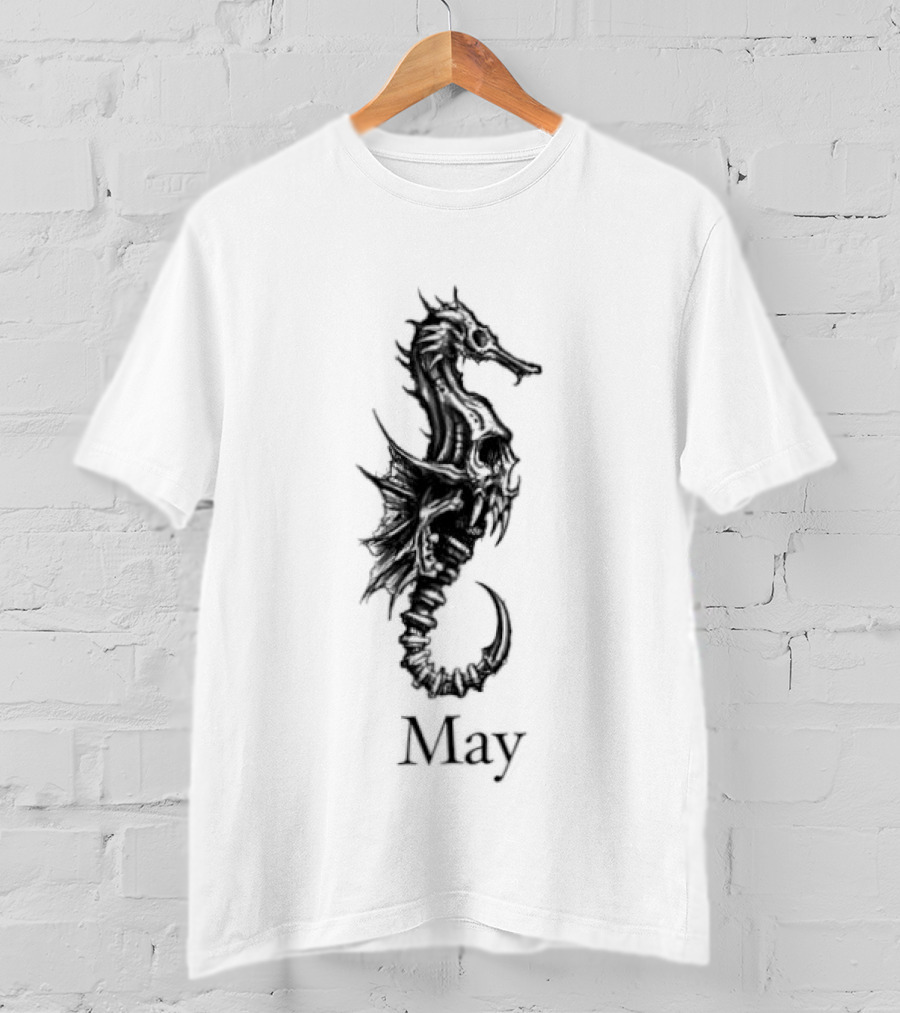 May Skull Seahorse Zodiac Gothic T-Shirt