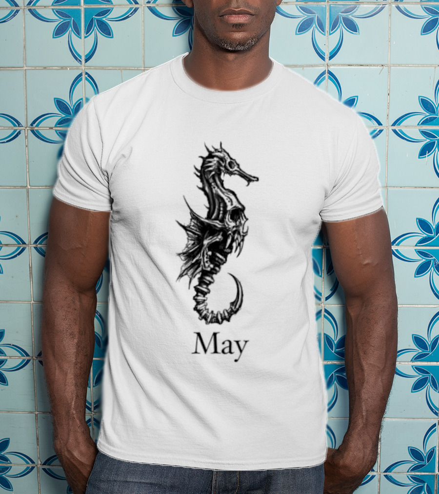 May Skull Seahorse Zodiac Gothic T-Shirt